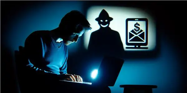 A image of a german romance scammer receiving money through a dubious online transaction
